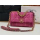 Chanel 19 Flap Bag Tweed Gold-Tone Houndstooth Fuchsia High