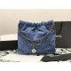 Chanel 22 MEDIUM HANDBAG Denim & Silver-Tone Metal AS3261 High