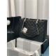 SHOPPING BAG 50995 Grained Calfskin Silver-Tone Metal Black High