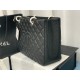 SHOPPING BAG 50995 Grained Calfskin Silver-Tone Metal Black High