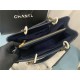 SHOPPING BAG 50995 Grained Calfskin Gold-Tone Metal Navy High