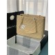 SHOPPING BAG 50995 Grained Calfskin Gold-Tone Metal Beige High