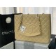 SHOPPING BAG 50995 Grained Calfskin Gold-Tone Metal Beige High