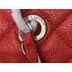 SHOPPING BAG 50995 Grained Calfskin Silver-Tone Metal Red High