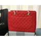 SHOPPING BAG 50995 Grained Calfskin Gold-Tone Metal Red High