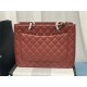 SHOPPING BAG 50995 Grained Calfskin Silver-Tone Metal Burgundy High