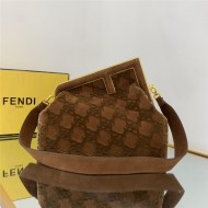 Fendi First Medium Suede bag Brown High