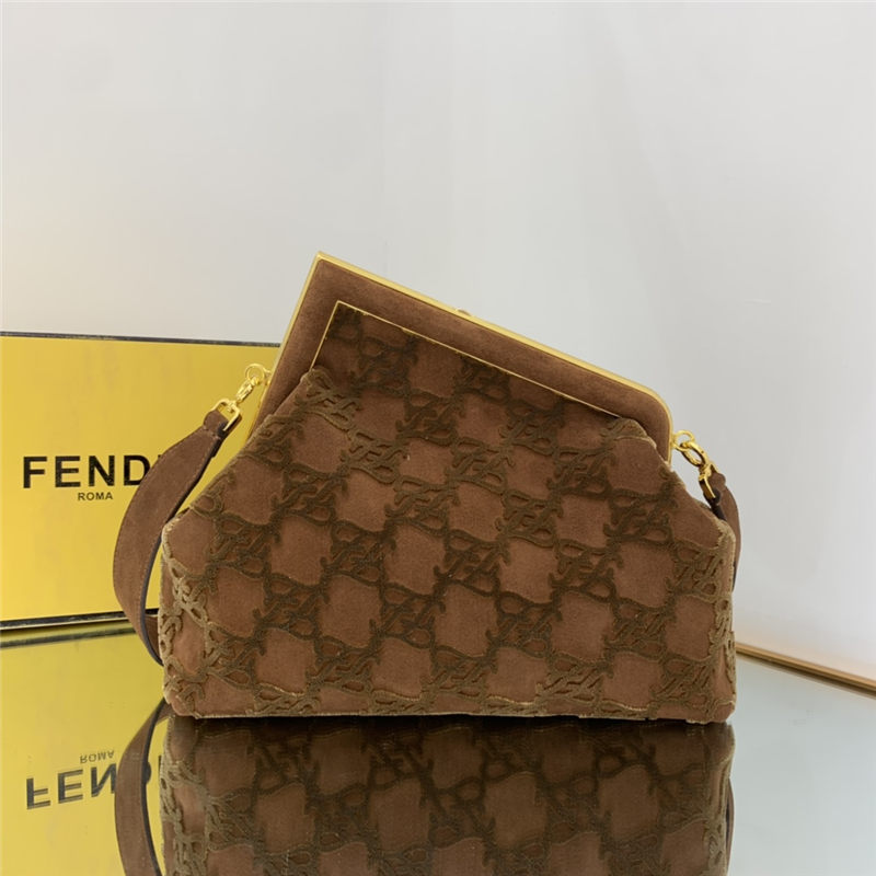 Fendi First Medium Suede bag Brown High