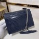 SUNSET MEDIUM IN CROCODILE EMBOSSED SHINY LEATHER Silver-Metal Navy High