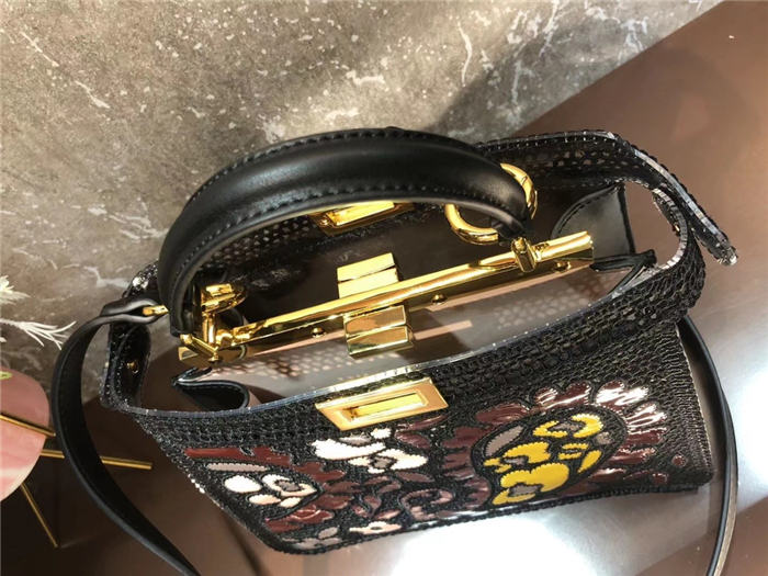 Fendi PEEKABOO ISEEU SMALL Black Lace Bag Mid