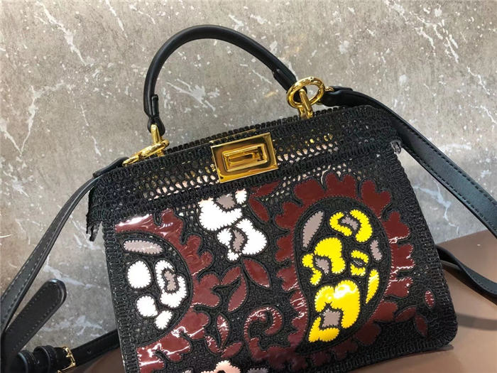 Fendi PEEKABOO ISEEU SMALL Black Lace Bag Mid