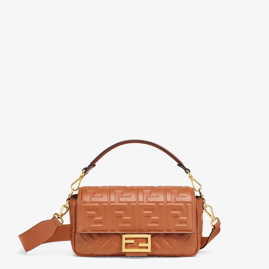 Fendi BAGUETTE nappa leather bag Brown Mid