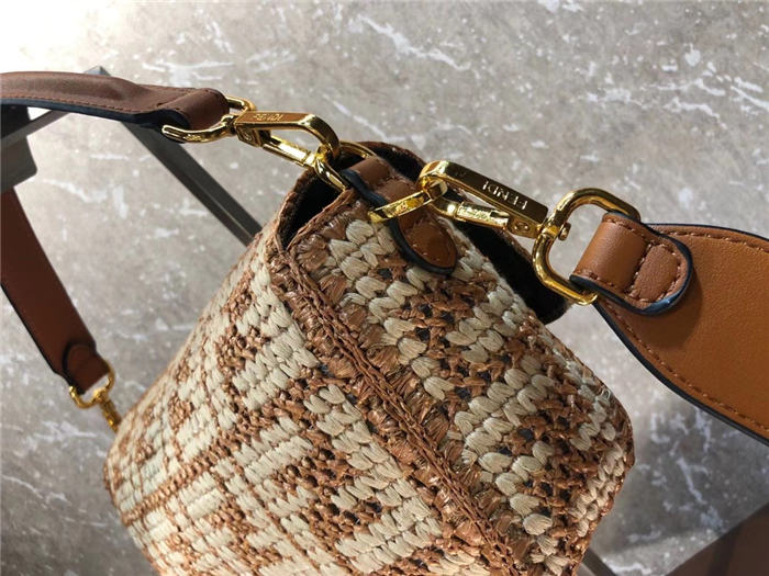 Fendi BAGUETTE raffia FF bag Beige Mid