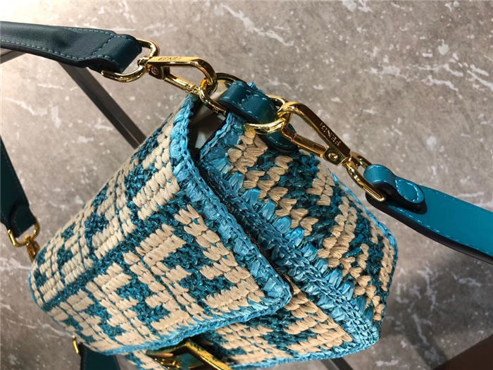 Fendi BAGUETTE raffia FF bag Green Mid