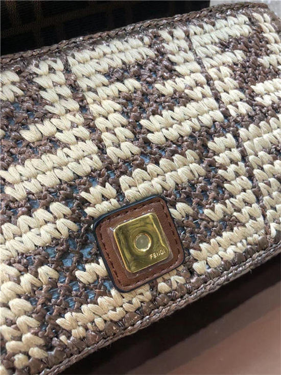 Fendi BAGUETTE raffia FF bag Brown Mid