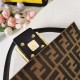 Fendi BAGUETTE Brown fabric bag Gold metal Mid