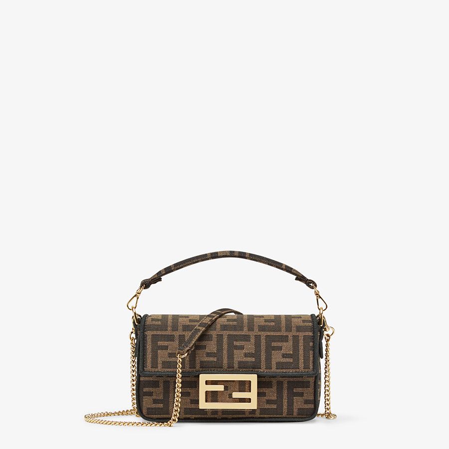 Fendi BAGUETTE Brown fabric bag MINI Mid