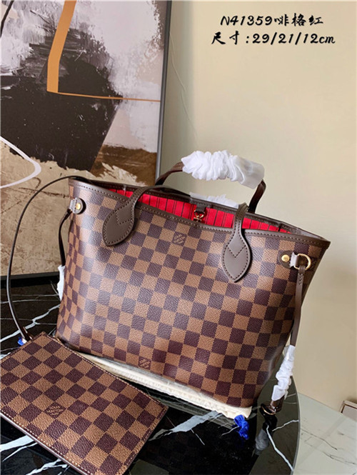 Louis Vuitton NEVERFULL PM Damier Ebene Red High