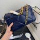 Large Chanel 19 Flap Bag Goatskin/Lambskin Navy High