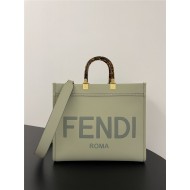 MEDIUM Fendi SUNSHINE Leather Shopper Green-Light High