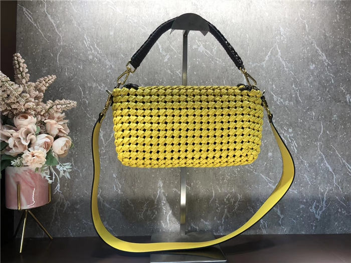 Fendi BAGUETTE Bag Interlace Yellow Mid