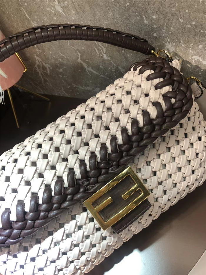 Fendi BAGUETTE Bag Interlace White Mid