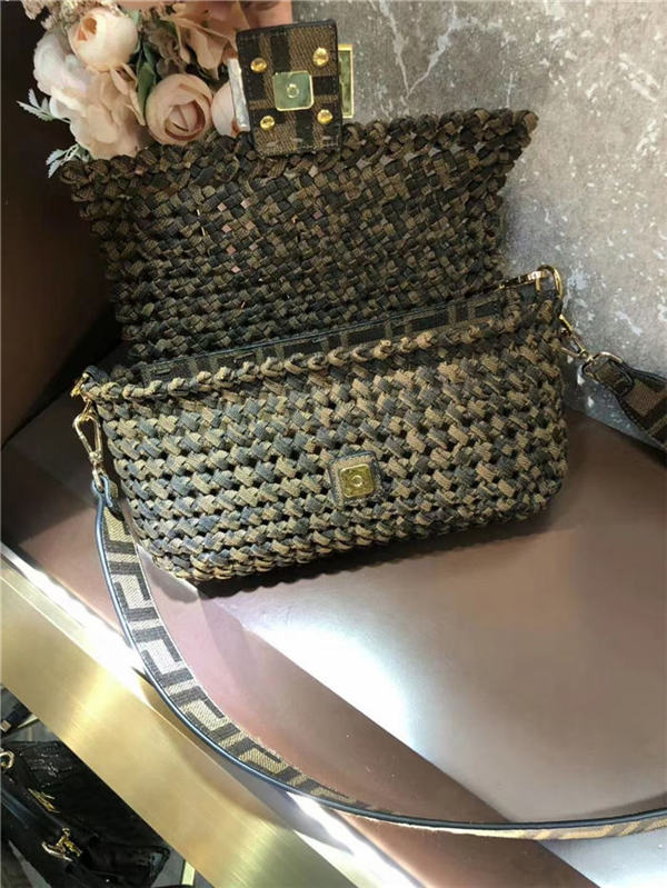 Fendi BAGUETTE Bag Interlace Khaki Mid