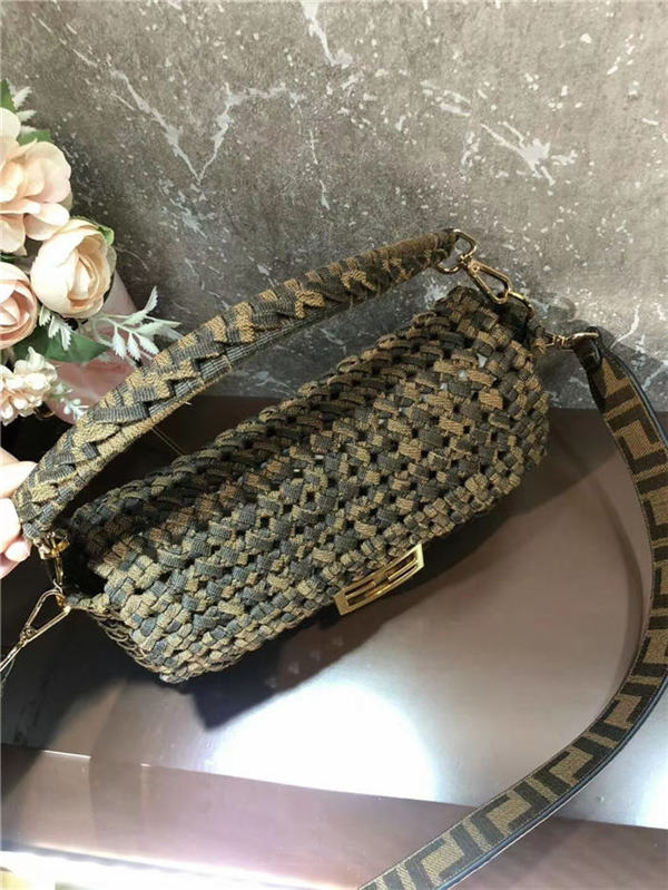 Fendi BAGUETTE Bag Interlace Khaki Mid