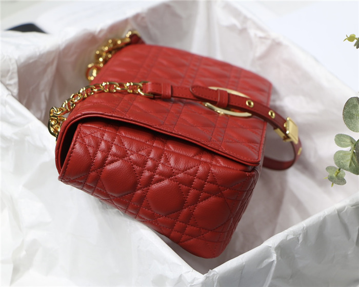 Dior LARGE CARO BAG Calfskin Red mid