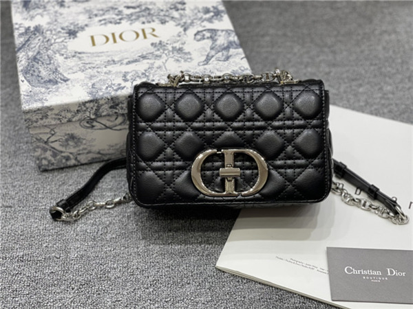 Dior SMALL CARO BAG Calfskin Black mid