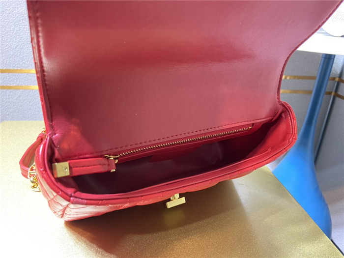 Dior SMALL CARO BAG Calfskin Red mid