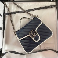 GG Marmont mini top handle bag Navy mid