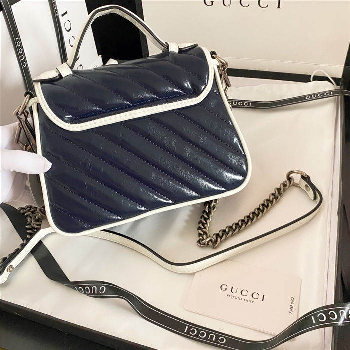 GG Marmont mini top handle bag Navy mid