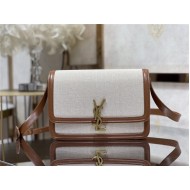 SOLFERINO MEDIUM SATCHEL IN COTTON CANVAS AND LEATHER High