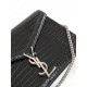 CASSANDRA MEDIUM CHAIN BAG IN CROCODILE-EMBOSSED SHINY LEATHER Black High