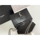 CASSANDRA MEDIUM CHAIN BAG IN CROCODILE-EMBOSSED SHINY LEATHER Black High