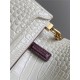 CASSANDRA MEDIUM CHAIN BAG IN CROCODILE-EMBOSSED SHINY LEATHER White High