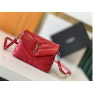 LOULOU TOY BAG IN MATELASSÉ "Y" LEATHER Red mid