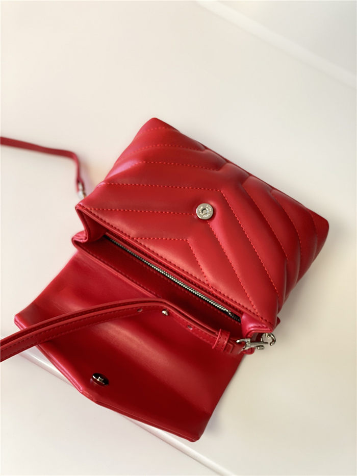 LOULOU TOY BAG IN MATELASSÉ "Y" LEATHER Red mid