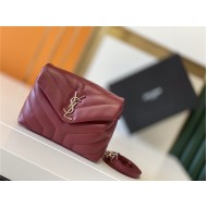 LOULOU TOY BAG IN MATELASSÉ "Y" LEATHER Wine mid