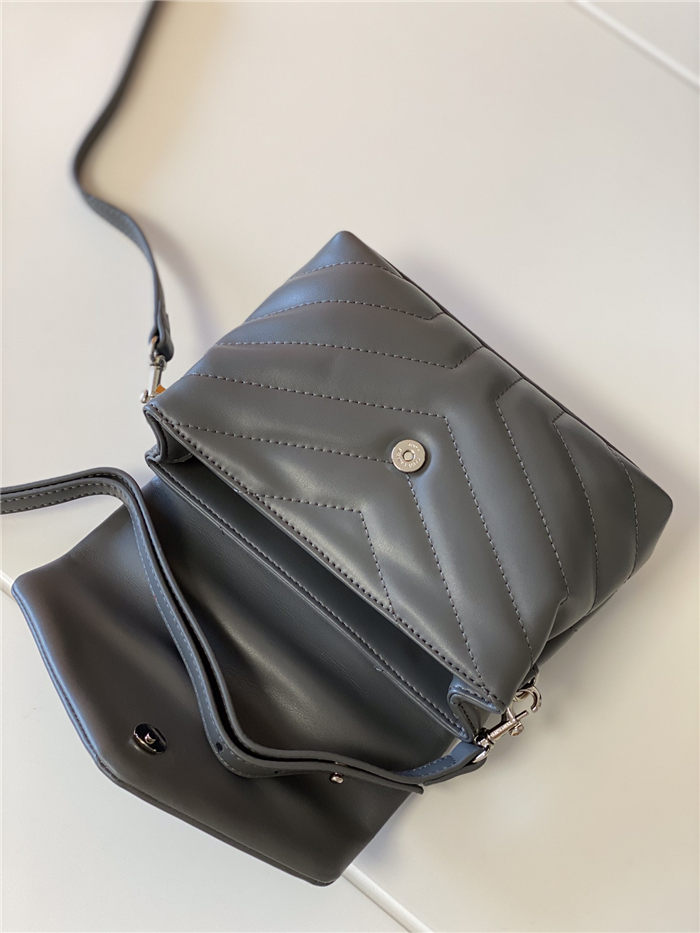 LOULOU TOY BAG IN MATELASSÉ "Y" LEATHER Grey mid