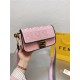 Fendi BAGUETTE Embroidered canvas bag Pink Mid