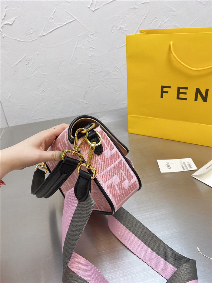 Fendi BAGUETTE Embroidered canvas bag Pink Mid