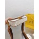 Fendi BAGUETTE Embroidered canvas bag Off-white Mid