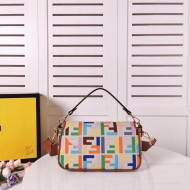 Fendi BAGUETTE Embroidered canvas bag Rainbow Mid