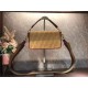 Fendi BAGUETTE Embroidered canvas bag Camel Mid