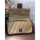 Fendi BAGUETTE Embroidered canvas bag Camel Mid