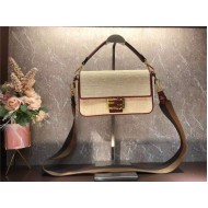 Fendi BAGUETTE Embroidered canvas bag Beige Mid