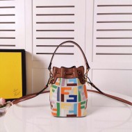 Fendi MON TRESOR Embroidery Canvas Bag Rainbow