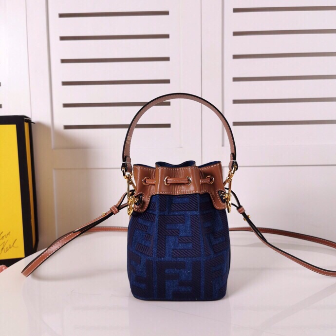 Fendi MON TRESOR Embroidery Canvas Bag Blue